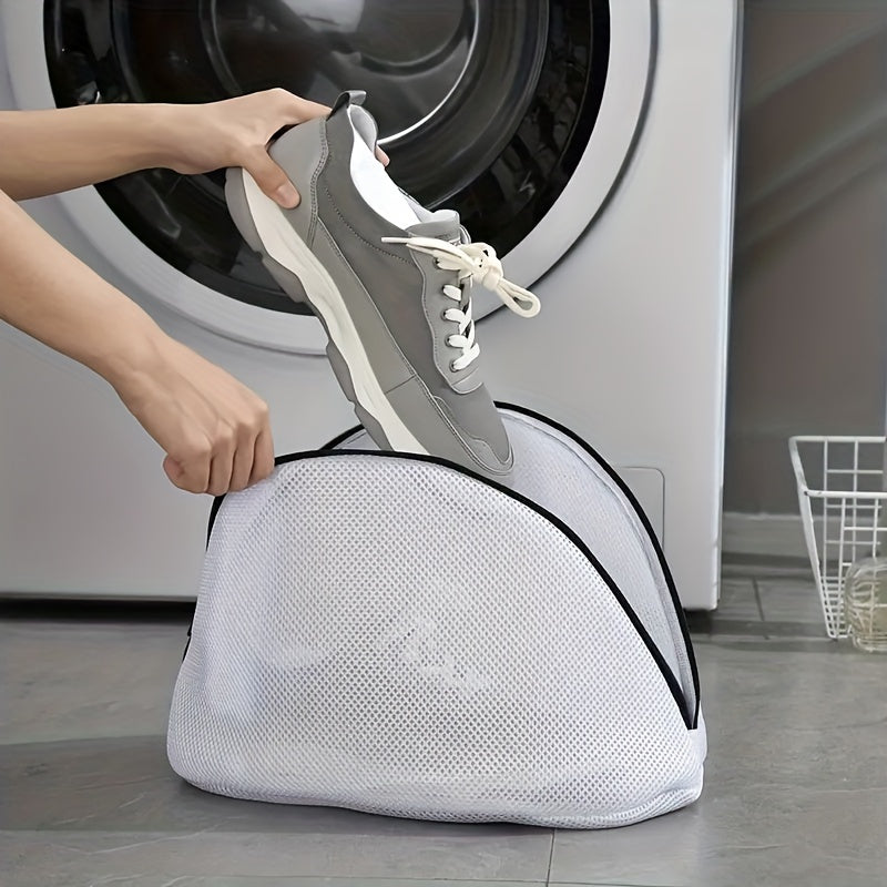 1pc Christmas Laundry Bag, Fabric Shoe Protector, Curved Shape, Multipurpose Use, Woven with Zipper Closure, for Laundry Room and Washing Machine, Laundry Bags