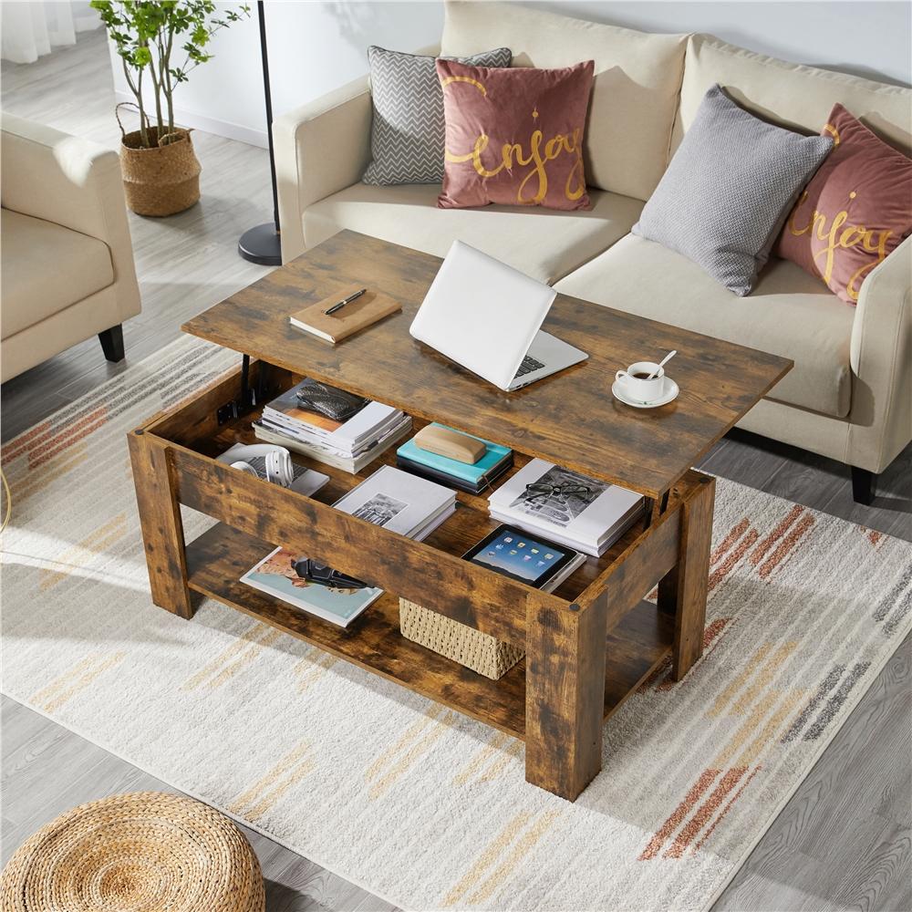 Costoffs Lift-Top Coffee Table for Living Room with Lower Shelf and Lift-Top Surface