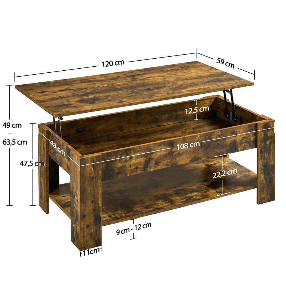 Costoffs Lift-Top Coffee Table for Living Room with Lower Shelf and Lift-Top Surface