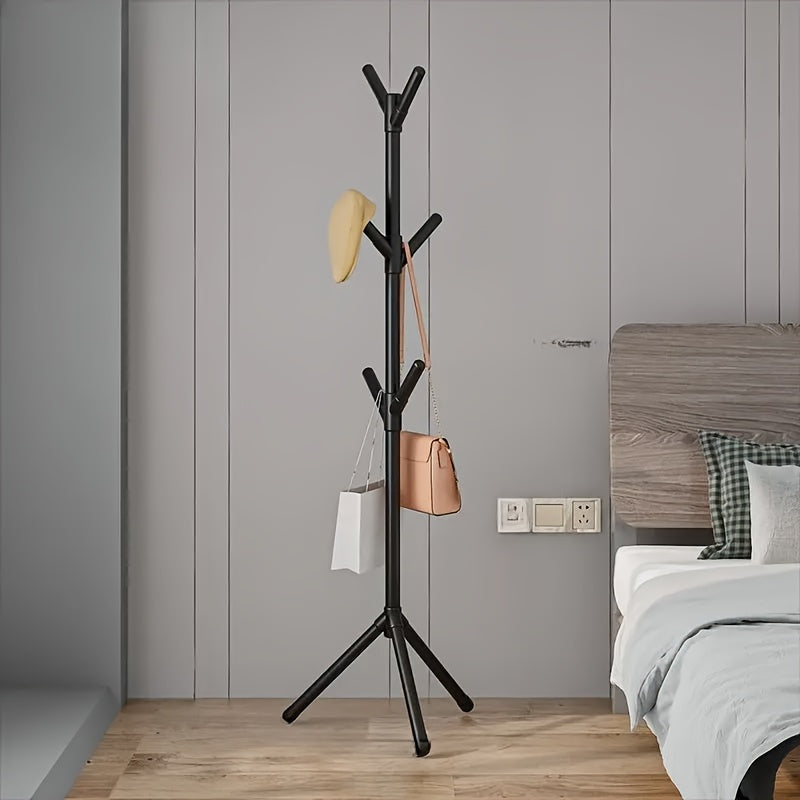 Modern Freestanding Coat Rack with 3 Height Options - Durable Plastic Multi-Functional Organizer for Clothes, Hats, Bags - Space-Saving Design for Living Room, Bedroom, Home Office - Black & White, Clothes Organizer Storage,