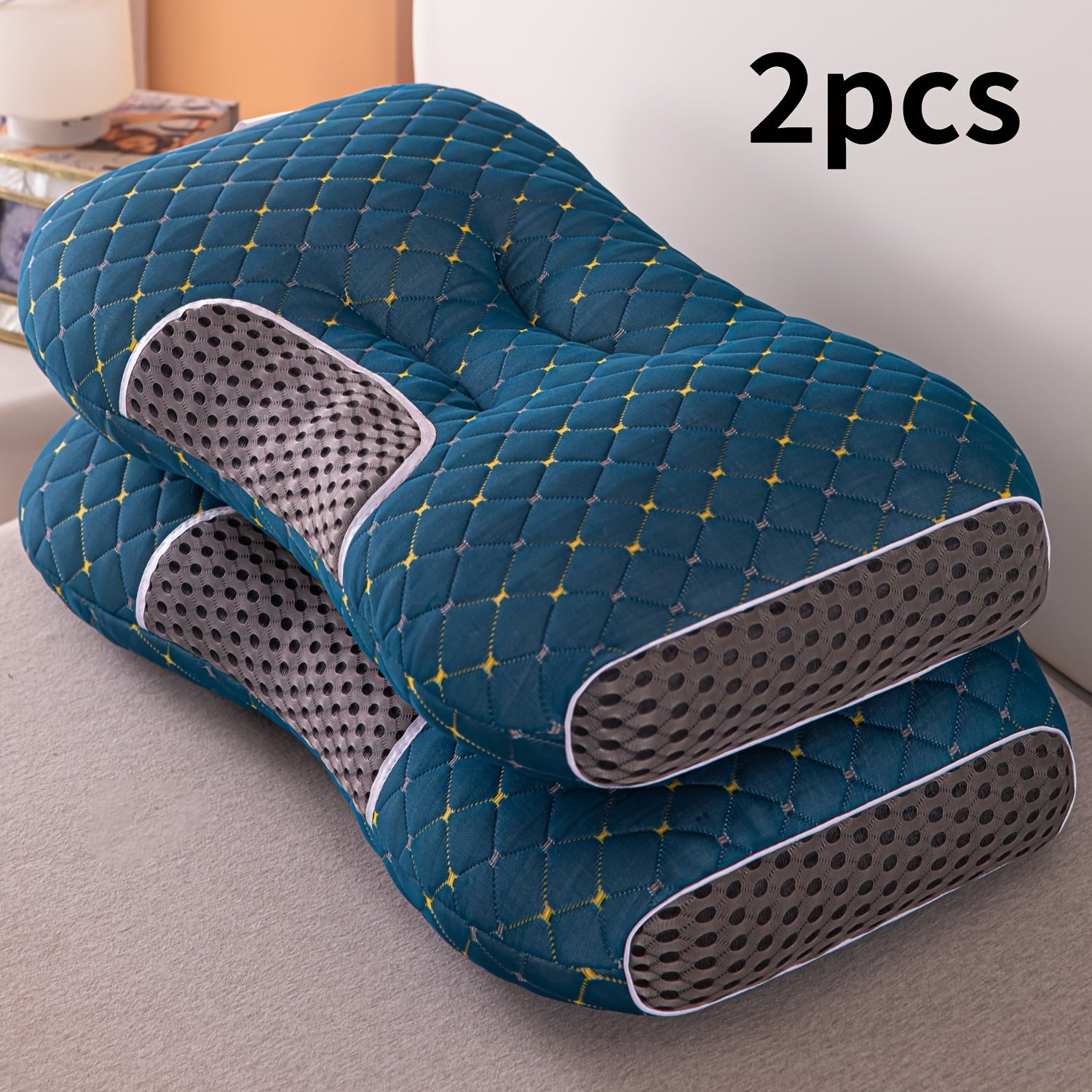 2pcs Soft Neck Pillows, Cervical Support for Side and Back Sleepers – Home Bedding Decorative Throw Pillow, Side Pillows for Sleeping, Cylindrical Pillow, Massage Headrest for Bed, Hard Pillows for Sleeping, Firm Pillows fo