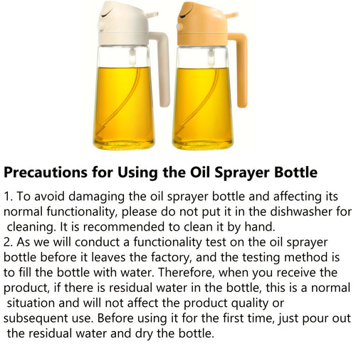 1 Portable Olive Oil Sprayer And Pourer | 470ML Plastic Kitchen Oil Bottle for Cooking, BBQ, Air Fryers, Baking, Salads