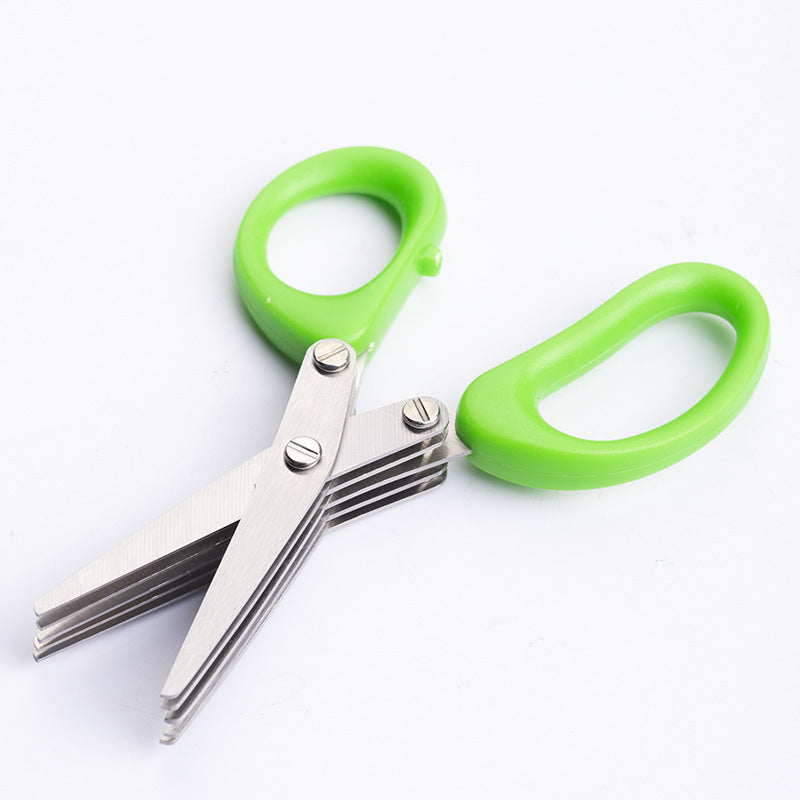 5-Blade Stainless Steel Herb & Scallion Cutter - Multifunctional Kitchen Scissors for Chive, Spice Shredding | Food-Safe Metal, Ideal for Green Onions & More