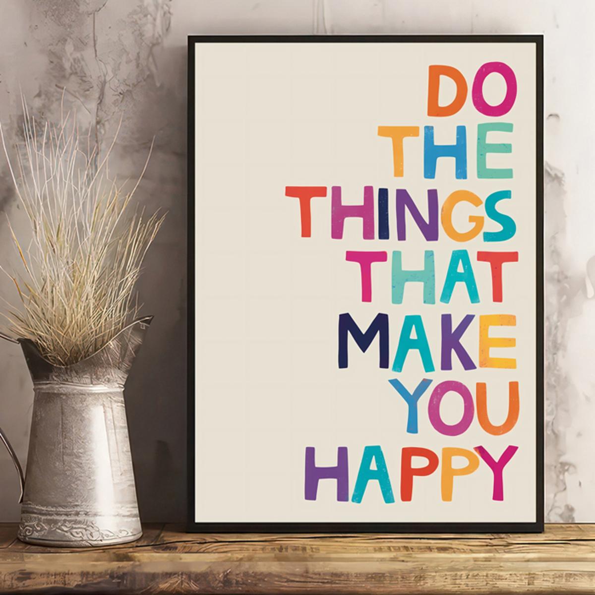 1pc Canvas Poster, Modern Art, Happiness Quote Print Poster, Motivational Quotes Poster, Ideal Gift For Living Room, Kitchen, Decor Wall Art Wall Decor, Home Decor, Wall Art, Room Decor, Room Decoration, No Frame