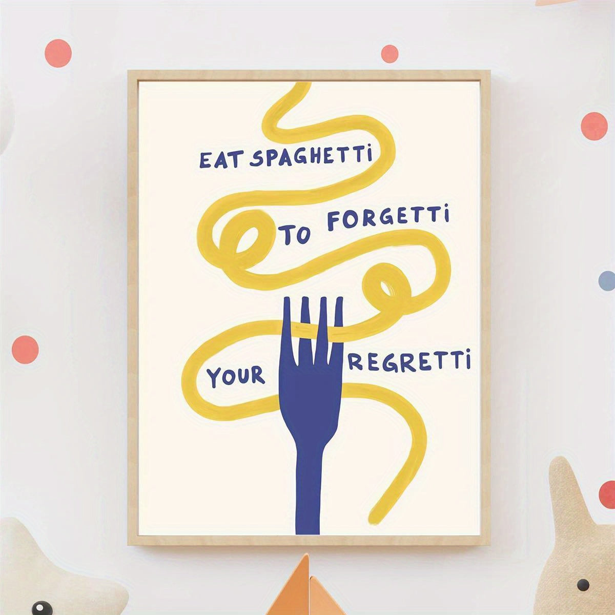 1PC Canvas Wall Art Print | "Eat Spaghetti To Forgetti Your Regretti" Quote | Art Deco Style Kitchen & Living Room Decor | Contemporary Minimalist Pasta Poster | Unframed Portrait Orientation | Ideal for Home & Restaurant Dis