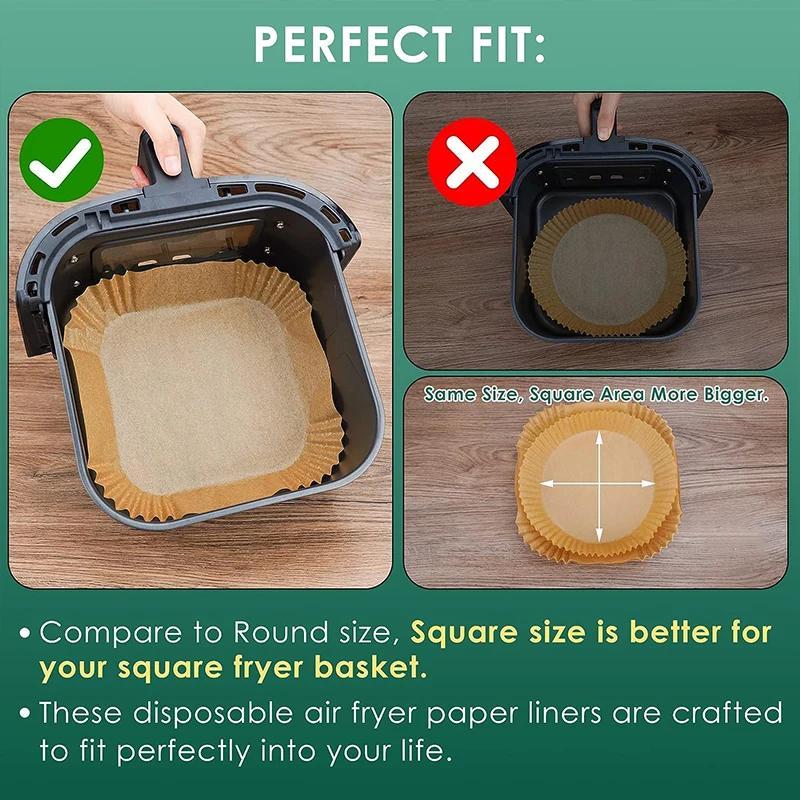 50/100pcs, Air Fryer Parchment Paper, Kitchen Air Fryer Paper, Non-stick Liners Paper, Baking Disposable Oil-proof Paper, Non-Stick Baking Barbecue Plate, Baking Tool, Kitchen Accessaries