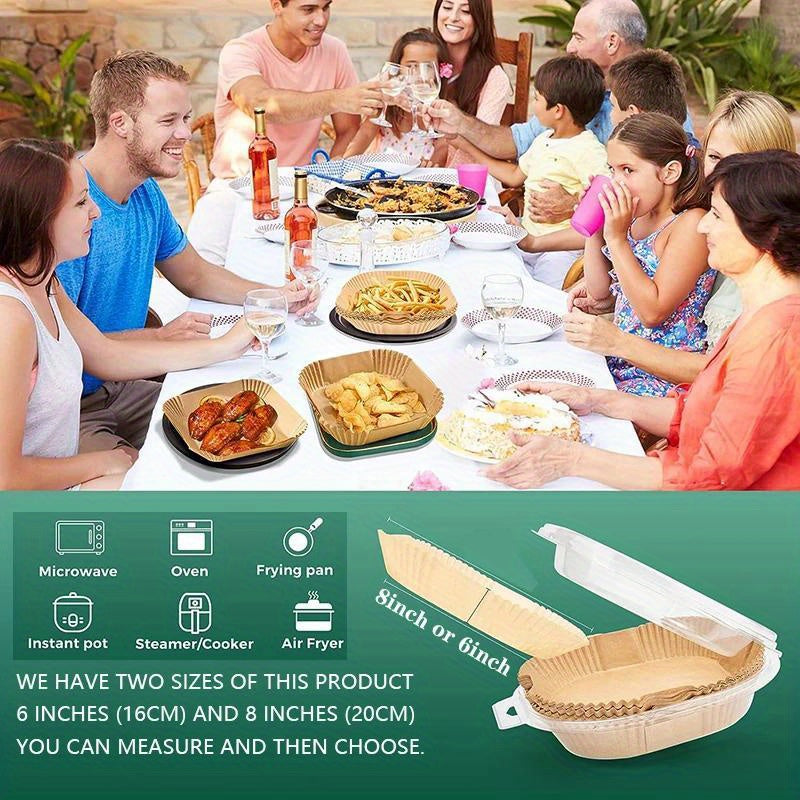 50/100pcs, Air Fryer Parchment Paper, Kitchen Air Fryer Paper, Non-stick Liners Paper, Baking Disposable Oil-proof Paper, Non-Stick Baking Barbecue Plate, Baking Tool, Kitchen Accessaries