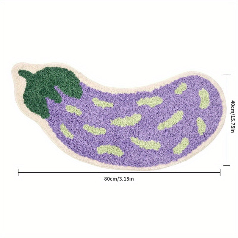 1pc Banana Eggplant Shaped Floor Mat, Absorbent & Quick-drying Kitchen Floor Carpet, Non-slip & Super Soft Entry Doorway Floor Rug, For Bathroom Bedroom Kitchen Living Room, Ideal Bathroom Supplies, Home Decorations