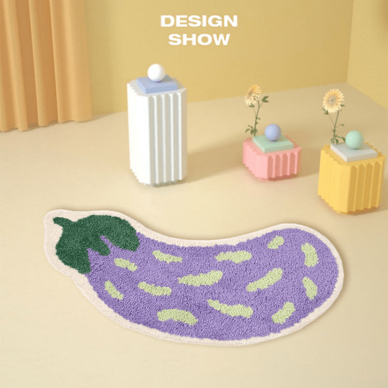 1pc Banana Eggplant Shaped Floor Mat, Absorbent & Quick-drying Kitchen Floor Carpet, Non-slip & Super Soft Entry Doorway Floor Rug, For Bathroom Bedroom Kitchen Living Room, Ideal Bathroom Supplies, Home Decorations