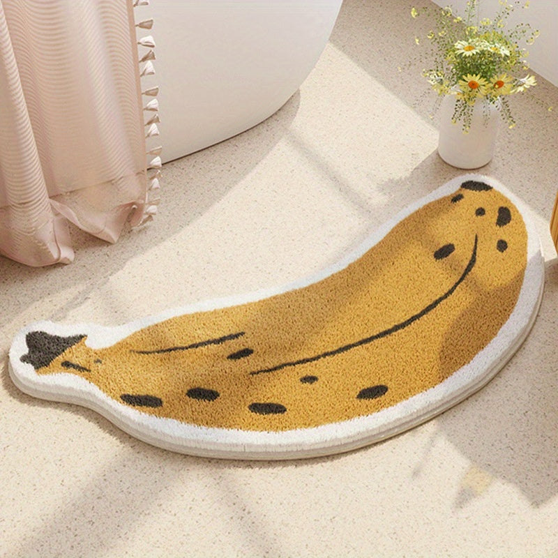 1pc Banana Eggplant Shaped Floor Mat, Absorbent & Quick-drying Kitchen Floor Carpet, Non-slip & Super Soft Entry Doorway Floor Rug, For Bathroom Bedroom Kitchen Living Room, Ideal Bathroom Supplies, Home Decorations