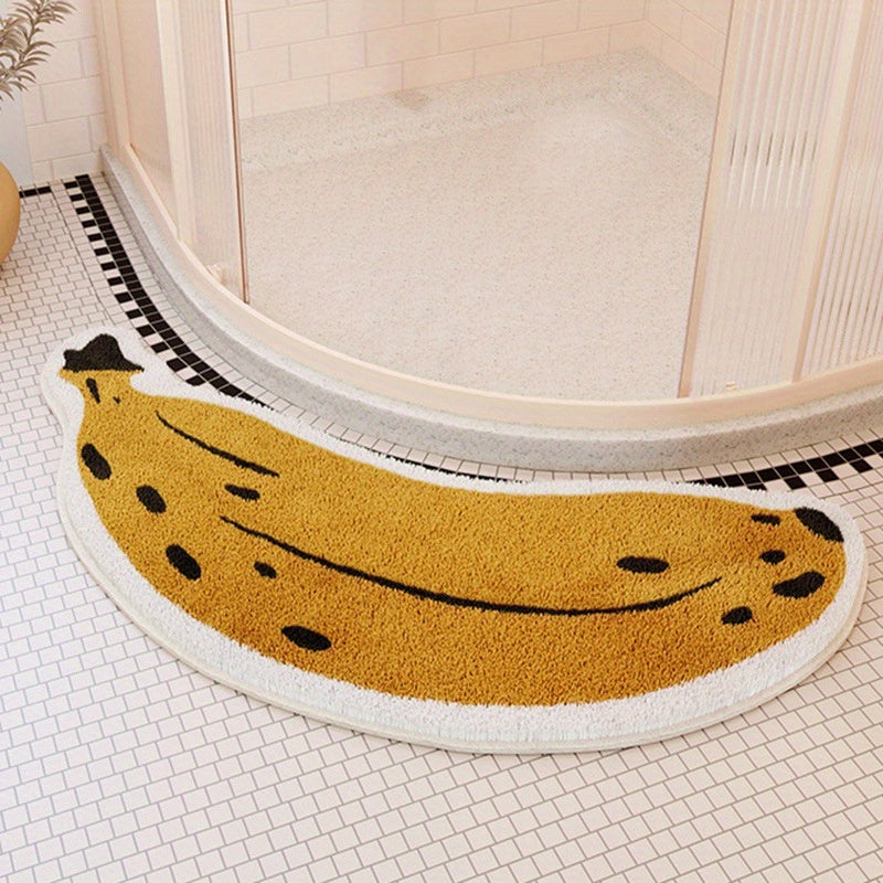 1pc Banana Eggplant Shaped Floor Mat, Absorbent & Quick-drying Kitchen Floor Carpet, Non-slip & Super Soft Entry Doorway Floor Rug, For Bathroom Bedroom Kitchen Living Room, Ideal Bathroom Supplies, Home Decorations