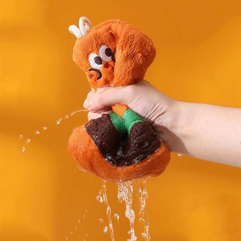 1pc Cartoon Food Shaped Hand Towel - Soft Coral Fleece, Quick-Dry Absorbent Towel for Bathroom, Kitchen - Cheese, Bread, Cookie Design Hanging Wipe Cloth - No Electricity Needed, Novelty Handkerchiefs