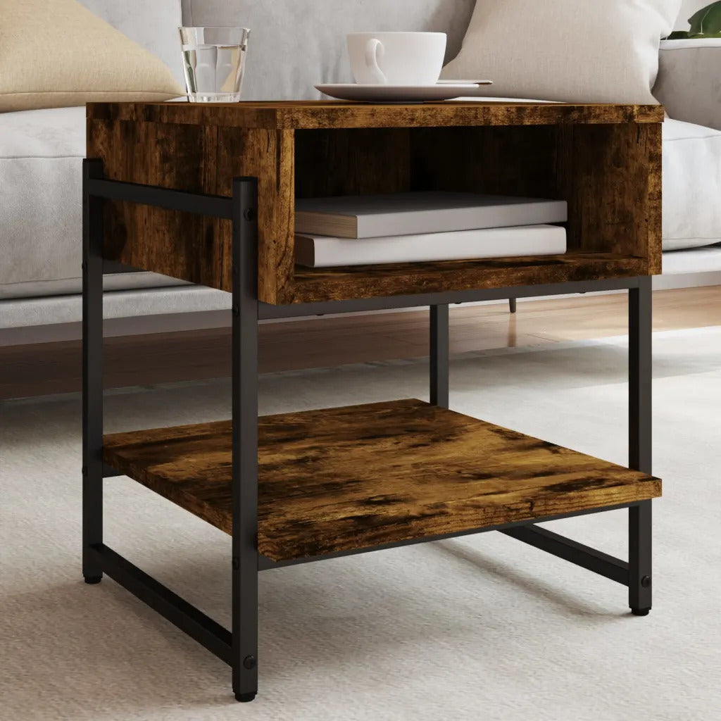 Coffee table smoked oak 40x40x45 cm engineered wood