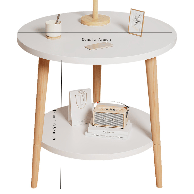 Duppy Chic Double-Layer Round Coffee Table - Modern Minimalist Design, Versatile for Home & Office Use, Ideal for Living Room or Balcony, Durable Plastic Frame with Wooden Top