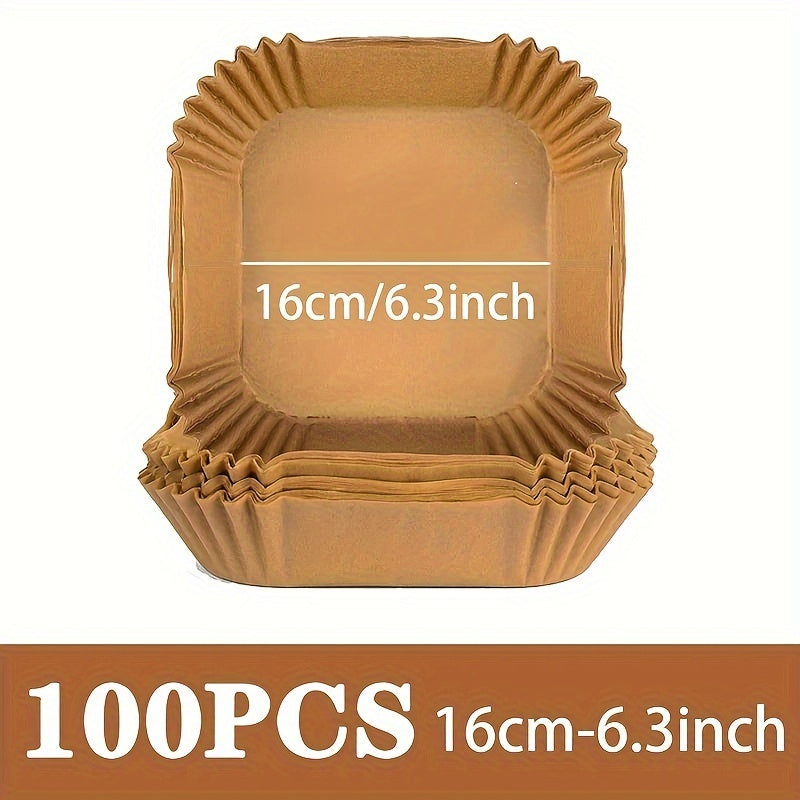 50/100pcs, Air Fryer Parchment Paper, Kitchen Air Fryer Paper, Non-stick Liners Paper, Baking Disposable Oil-proof Paper, Non-Stick Baking Barbecue Plate, Baking Tool, Kitchen Accessaries