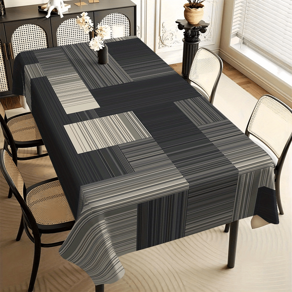 1pc Geometric Pattern Tablecloth - Stain Resistant, Waterproof Polyester Cover for Kitchen, Restaurant, Festival, Party | Easy to Clean & Durable Rectangular Table Decor, Party Table Covering | Modern Table Setting | Durable