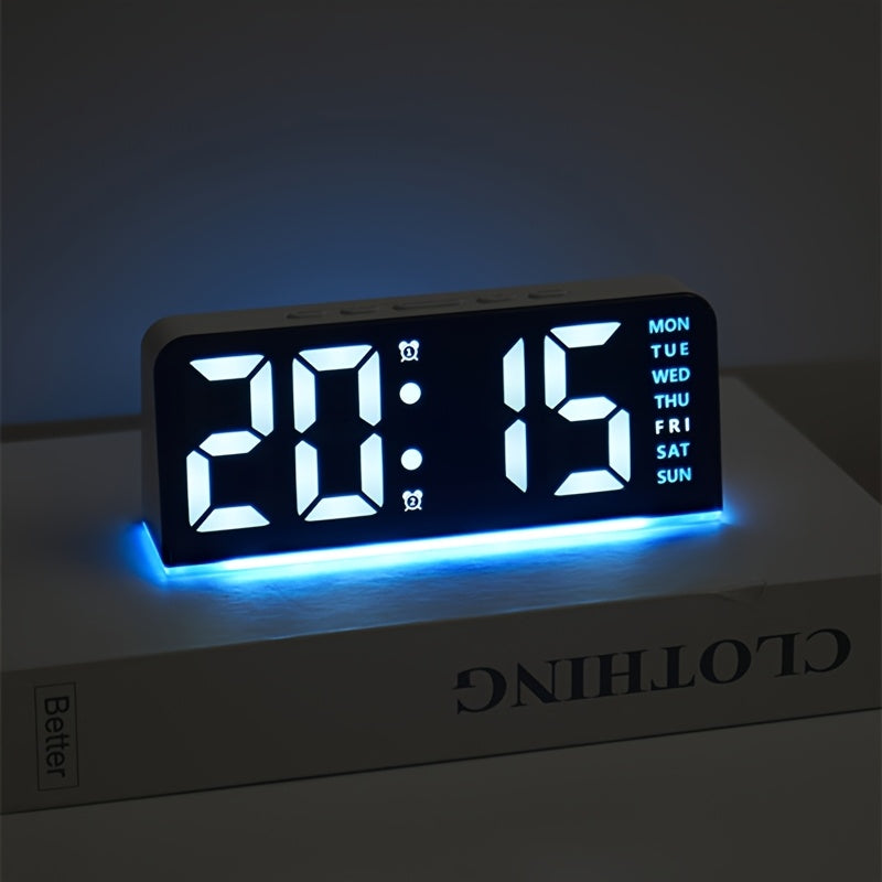 Modern LED Digital Alarm Clock - Silent Non-Ticking Bedside Clock with USB Power, Large Display, for Home, Office, Kids Room - Minimalist Bedroom Decor, Alarm Clocks for Bedrooms, Sleek Design, Plastic Construction