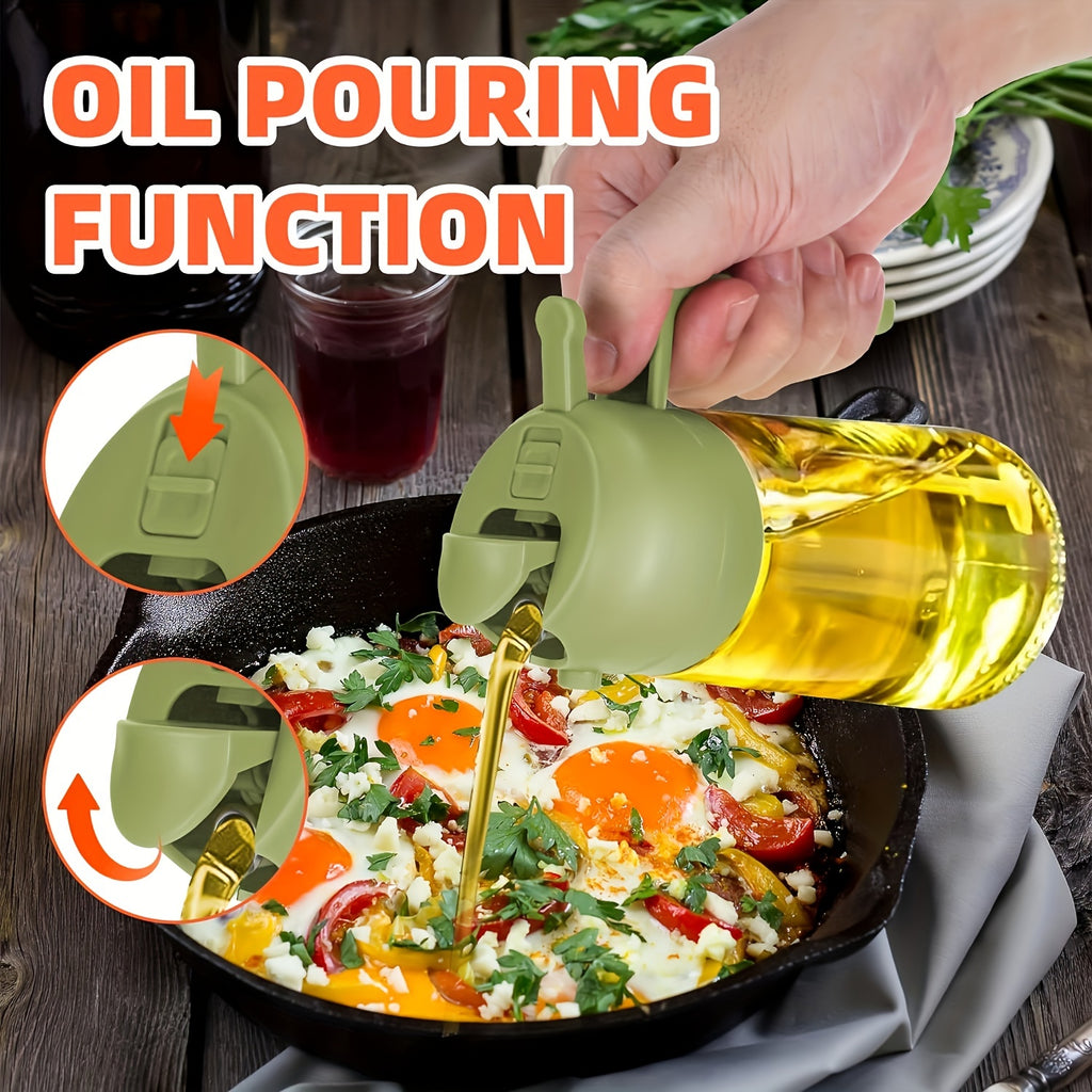 1 Portable Olive Oil Sprayer And Pourer | 470ML Plastic Kitchen Oil Bottle for Cooking, BBQ, Air Fryers, Baking, Salads