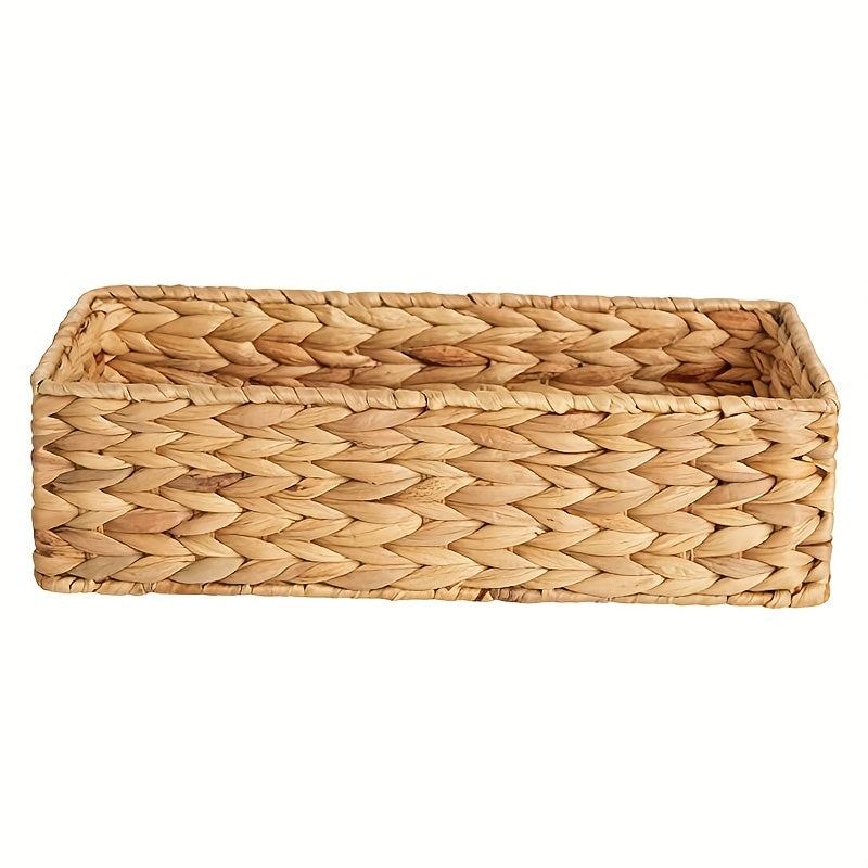 1pcs Toilet Basket Tank Topper, Toilet Paper Basket For Bathroom, Water Hyacinth Storage Basket For Toilet Tank Top, Bathroom Wicker Basket, Desktop Storage Supplies, Home Decor