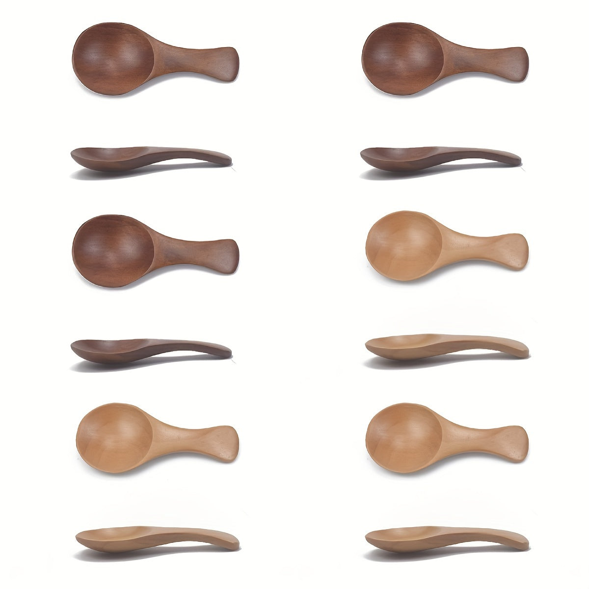 6/12pcs Mini Wooden Spoons with Short Handles - Perfect for Ice Cream, Coffee, Desserts & Seasonings - Durable Solid Wood Kitchen Utensils