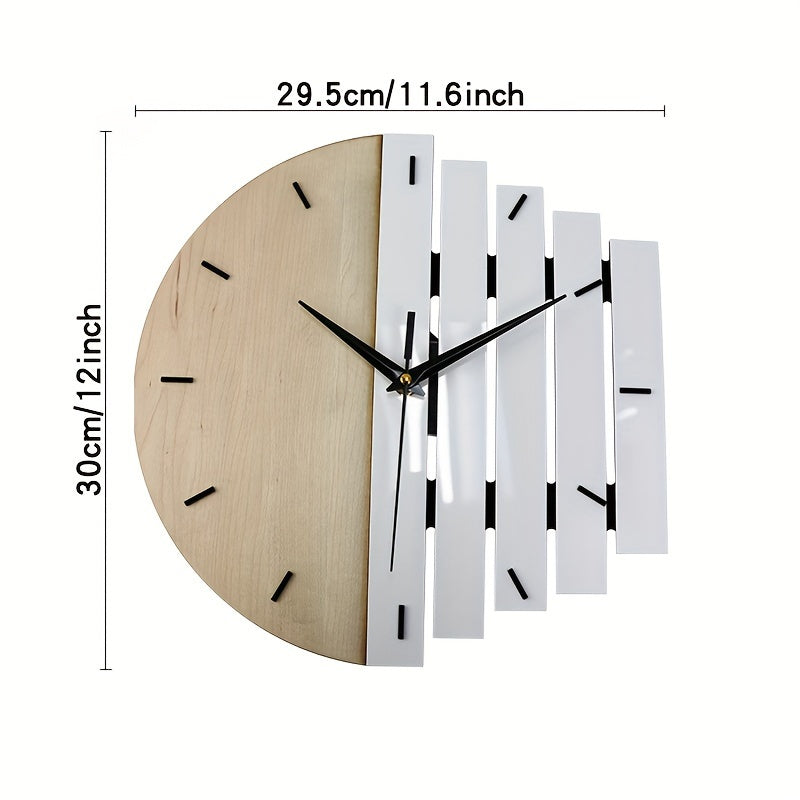 Vintage Wood Grain Wall Clock with Bar Splicing Design - Acrylic Irregular Silent Clock for Home Decor, Living Room, Bedroom, Kitchen, and Office - AA Battery Operated, Single Battery Required (Not Included)