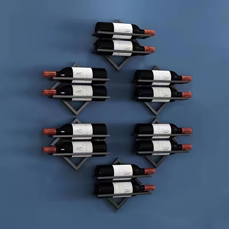 Sleek Black Metal Wall-Mounted Wine Rack - Single Bottle Display for Kitchen & Dining Room