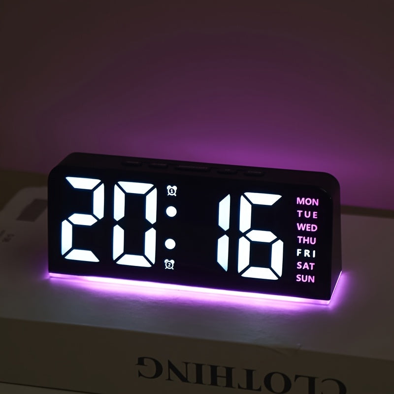 Modern LED Digital Alarm Clock - Silent Non-Ticking Bedside Clock with USB Power, Large Display, for Home, Office, Kids Room - Minimalist Bedroom Decor, Alarm Clocks for Bedrooms, Sleek Design, Plastic Construction