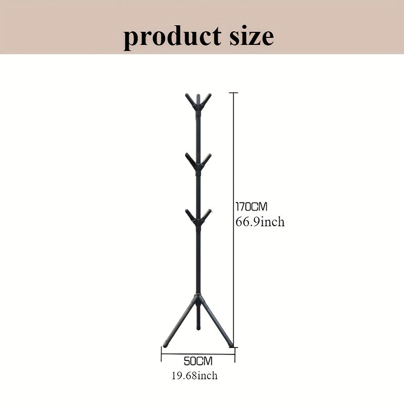 Modern Freestanding Coat Rack with 3 Height Options - Durable Plastic Multi-Functional Organizer for Clothes, Hats, Bags - Space-Saving Design for Living Room, Bedroom, Home Office - Black & White, Clothes Organizer Storage,