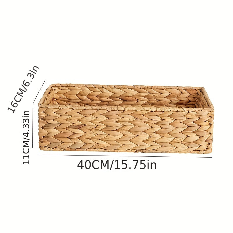 1pcs Toilet Basket Tank Topper, Toilet Paper Basket For Bathroom, Water Hyacinth Storage Basket For Toilet Tank Top, Bathroom Wicker Basket, Desktop Storage Supplies, Home Decor