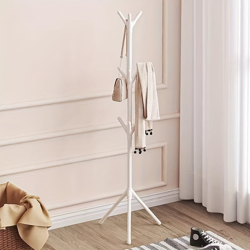 Modern Freestanding Coat Rack with 3 Height Options - Durable Plastic Multi-Functional Organizer for Clothes, Hats, Bags - Space-Saving Design for Living Room, Bedroom, Home Office - Black & White, Clothes Organizer Storage,