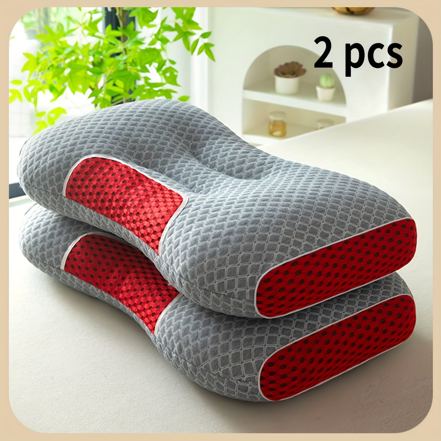 2pcs Soft Neck Pillows, Cervical Support for Side and Back Sleepers – Home Bedding Decorative Throw Pillow, Side Pillows for Sleeping, Cylindrical Pillow, Massage Headrest for Bed, Hard Pillows for Sleeping, Firm Pillows fo