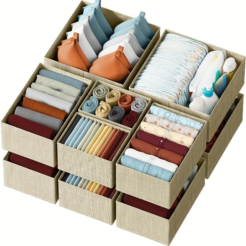 6pcs Fabric Clothes Drawer Organizers - Non-Woven Storage Bins with Multi-Compartment Design for Kids' Clothing, Nursery Dresser & Bedroom Organization - Contemporary Style, Durable & Space-Saving, Clothes Organizer, Modern W