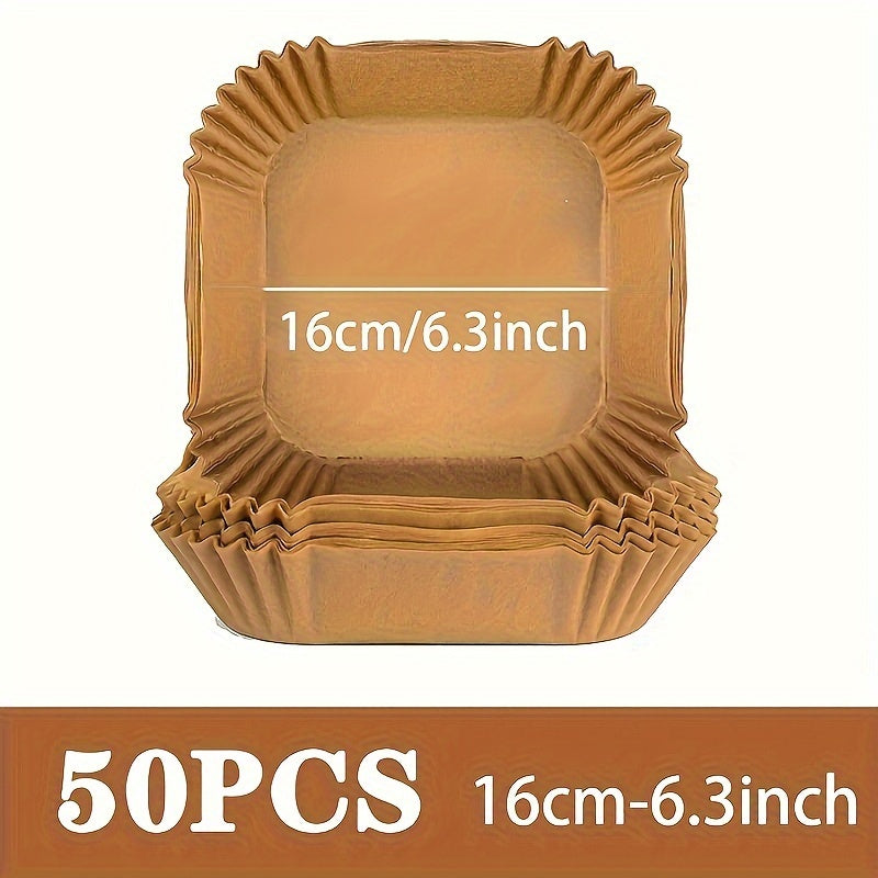 50/100pcs, Air Fryer Parchment Paper, Kitchen Air Fryer Paper, Non-stick Liners Paper, Baking Disposable Oil-proof Paper, Non-Stick Baking Barbecue Plate, Baking Tool, Kitchen Accessaries