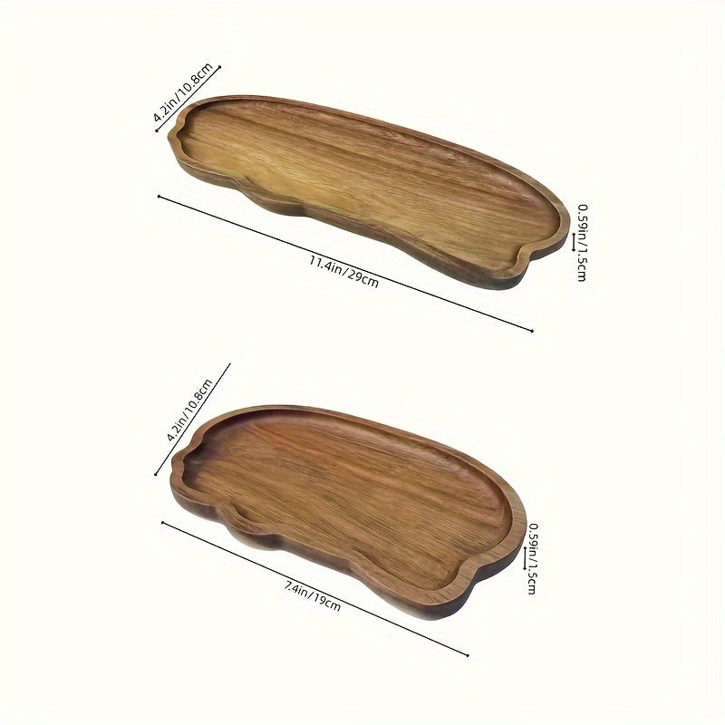 1pc Acacia Wood Salad Plate - Natural, Irregular Shape, Round Candle Tray, Tea & Coffee Tray, Farm Food Storage, Holiday & Birthday Decoration, Holiday Table Decor | Natural Wood Finish | Smooth Texture