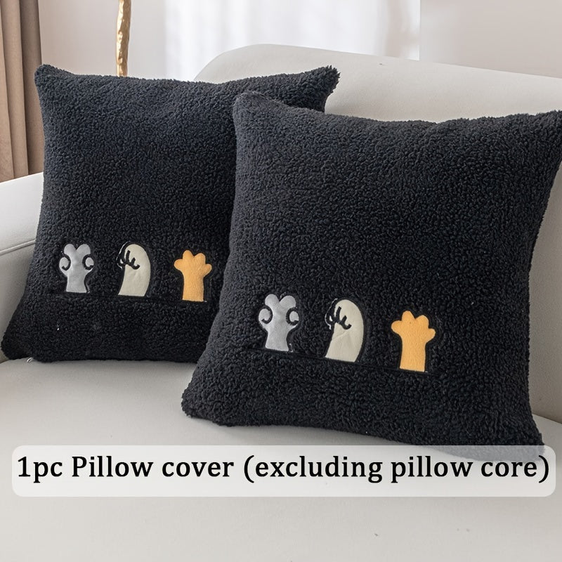 1pc Plush Thick Shearling Sofa Cover with Cute Animal & Bone Embroidery - Pet-Friendly, Non-Slip Couch Protector for All Sofa Sizes from Single to Four-Seater - Soft, Warm Decor for Living Room, Bedroom, Office, Sofa Covers f