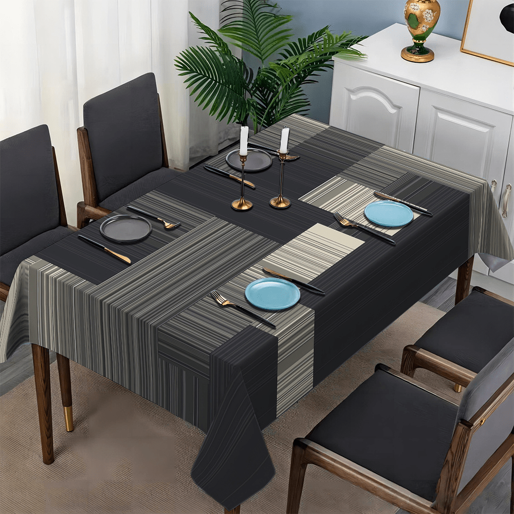 1pc Geometric Pattern Tablecloth - Stain Resistant, Waterproof Polyester Cover for Kitchen, Restaurant, Festival, Party | Easy to Clean & Durable Rectangular Table Decor, Party Table Covering | Modern Table Setting | Durable