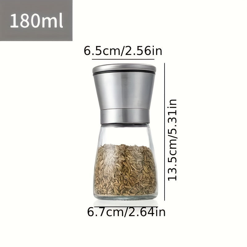 Stainless Steel Manual Pepper & Sea Salt Grinder - Reusable Spice Crusher for BBQ, Picnic, Camping | Perfect Kitchen Gadget & Mother's Day Gift