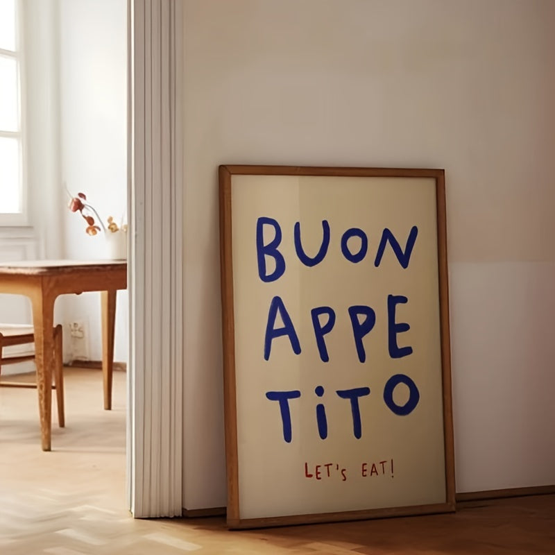Buon Appetito Let's Eat Canvas Poster - Frameless Minimalist Modern Kitchen and Dining Room Wall Art Decor