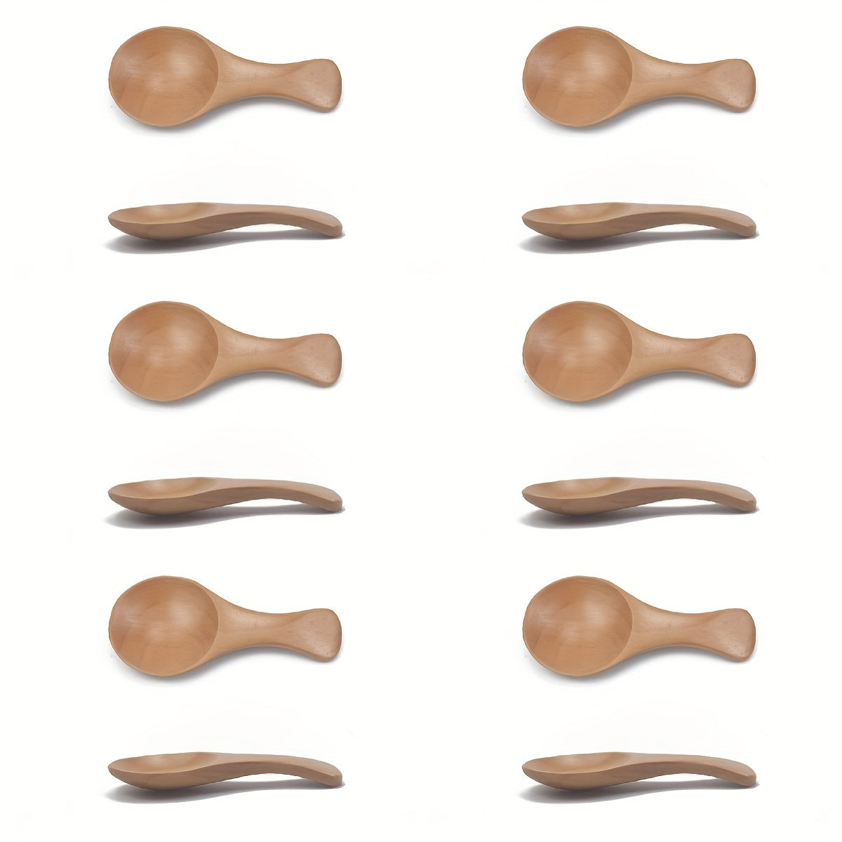 6/12pcs Mini Wooden Spoons with Short Handles - Perfect for Ice Cream, Coffee, Desserts & Seasonings - Durable Solid Wood Kitchen Utensils