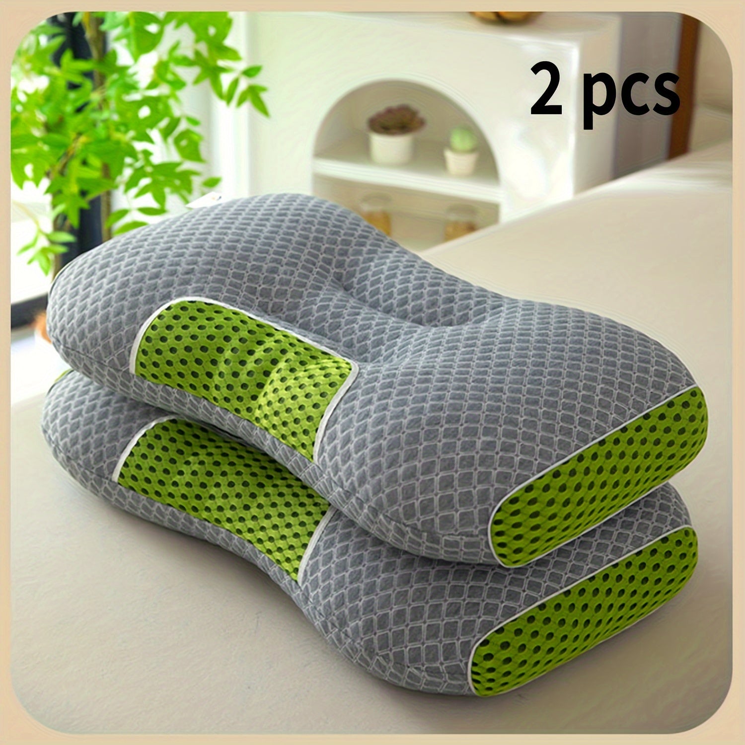 2pcs Soft Neck Pillows, Cervical Support for Side and Back Sleepers – Home Bedding Decorative Throw Pillow, Side Pillows for Sleeping, Cylindrical Pillow, Massage Headrest for Bed, Hard Pillows for Sleeping, Firm Pillows fo