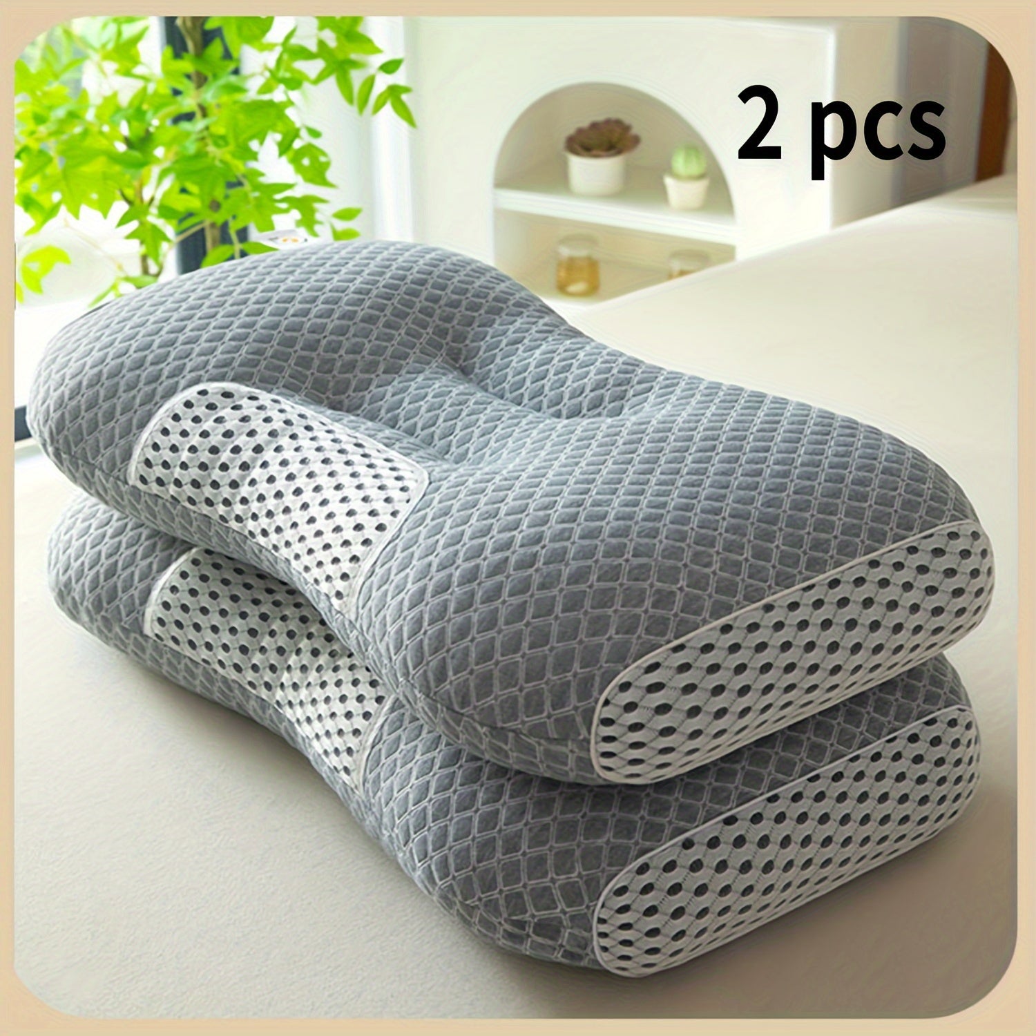 2pcs Soft Neck Pillows, Cervical Support for Side and Back Sleepers – Home Bedding Decorative Throw Pillow, Side Pillows for Sleeping, Cylindrical Pillow, Massage Headrest for Bed, Hard Pillows for Sleeping, Firm Pillows fo