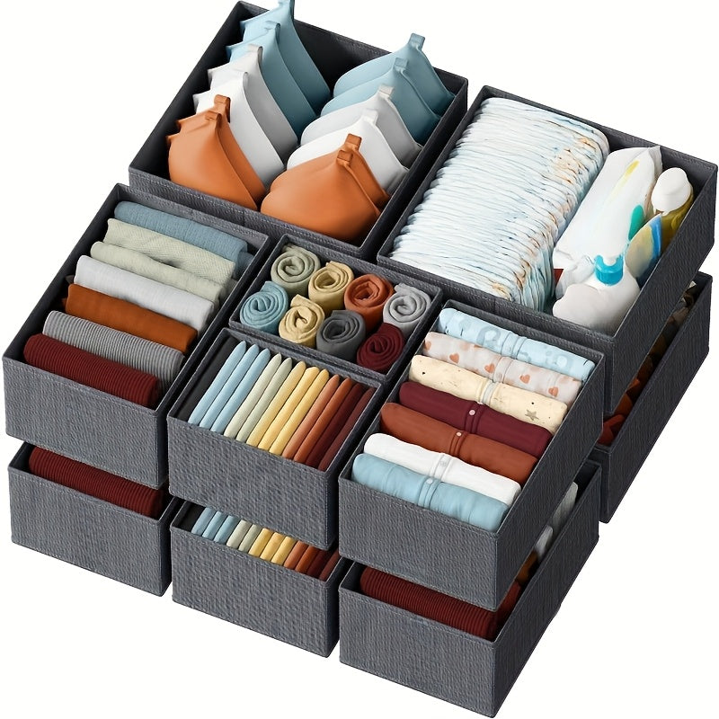 6pcs Fabric Clothes Drawer Organizers - Non-Woven Storage Bins with Multi-Compartment Design for Kids' Clothing, Nursery Dresser & Bedroom Organization - Contemporary Style, Durable & Space-Saving, Clothes Organizer, Modern W