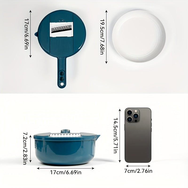 11-Piece, 12-in-1 Multi-Function Vegetable Chopper for Carrots, Potatoes, Radishes, and More – Manual Slicer, Shredder, and Grater – Essential Kitchen Tool