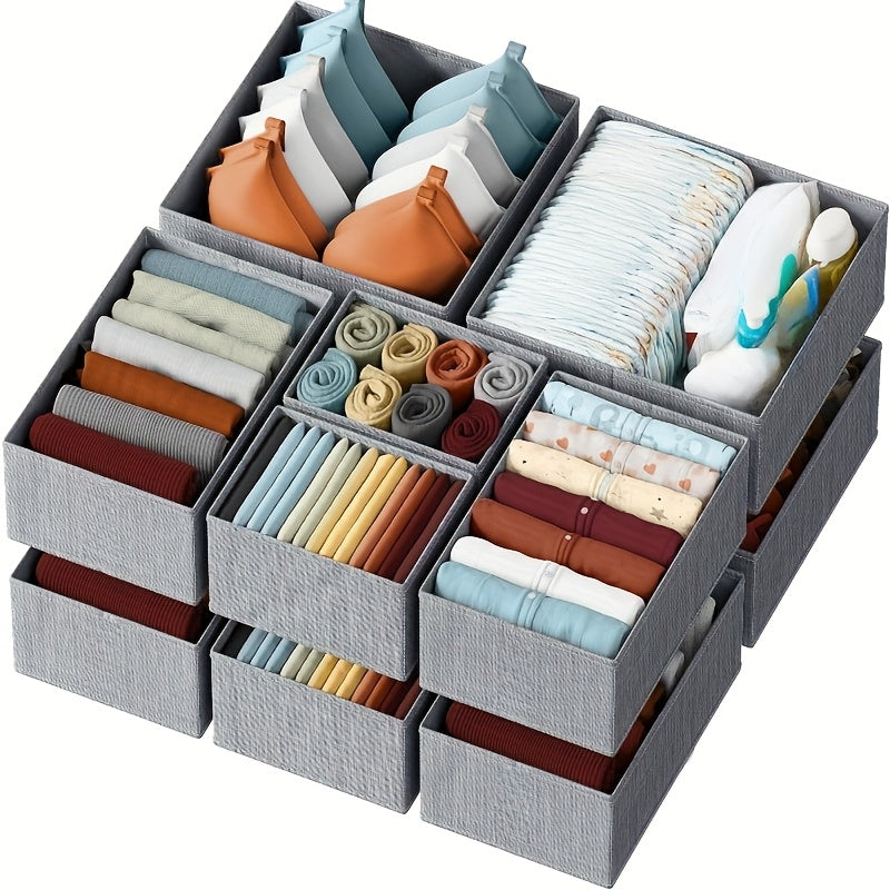 6pcs Fabric Clothes Drawer Organizers - Non-Woven Storage Bins with Multi-Compartment Design for Kids' Clothing, Nursery Dresser & Bedroom Organization - Contemporary Style, Durable & Space-Saving, Clothes Organizer, Modern W