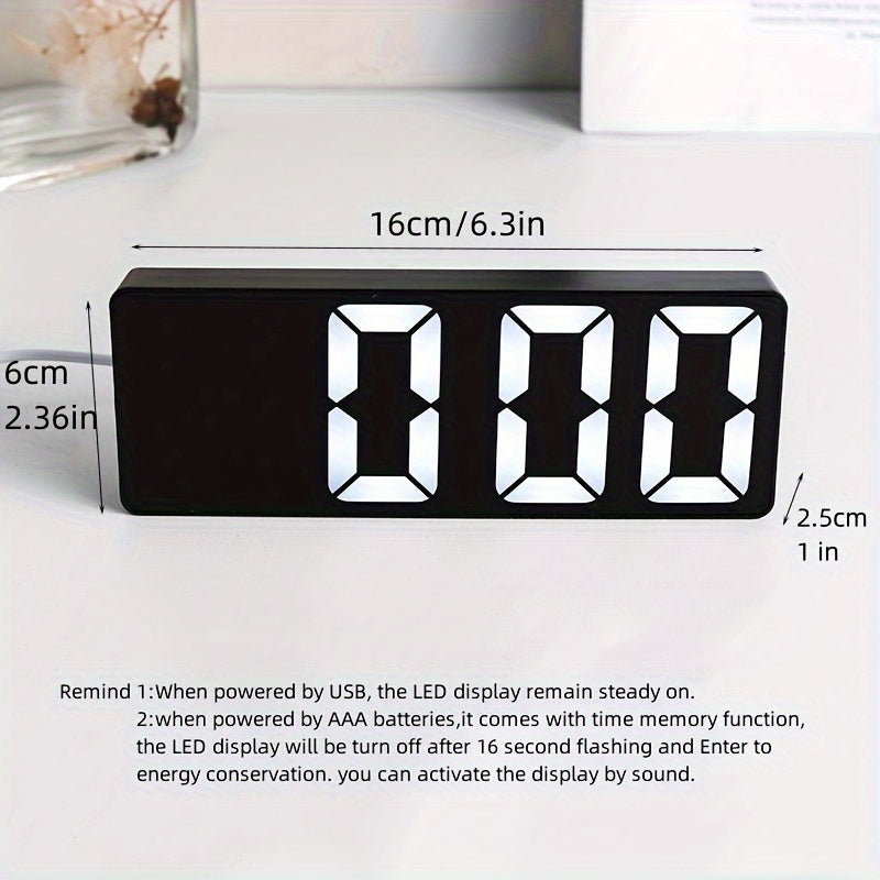 1pc LED Digital Alarm Clock, Mirror HD Display with Snooze, 3 levels Adjustable Brightness,with Temperature,12/24H, USB and Battery Operated Electronic Alarm Clock for Bedroom Room Decor Home Decor, Adjustable Brightness Cloc