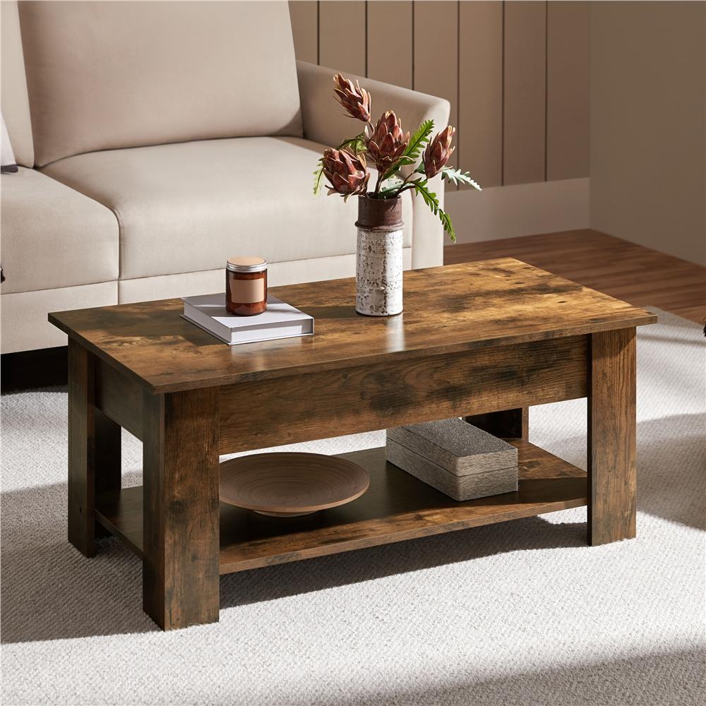 Costoffs Lift-Top Coffee Table for Living Room with Lower Shelf and Lift-Top Surface