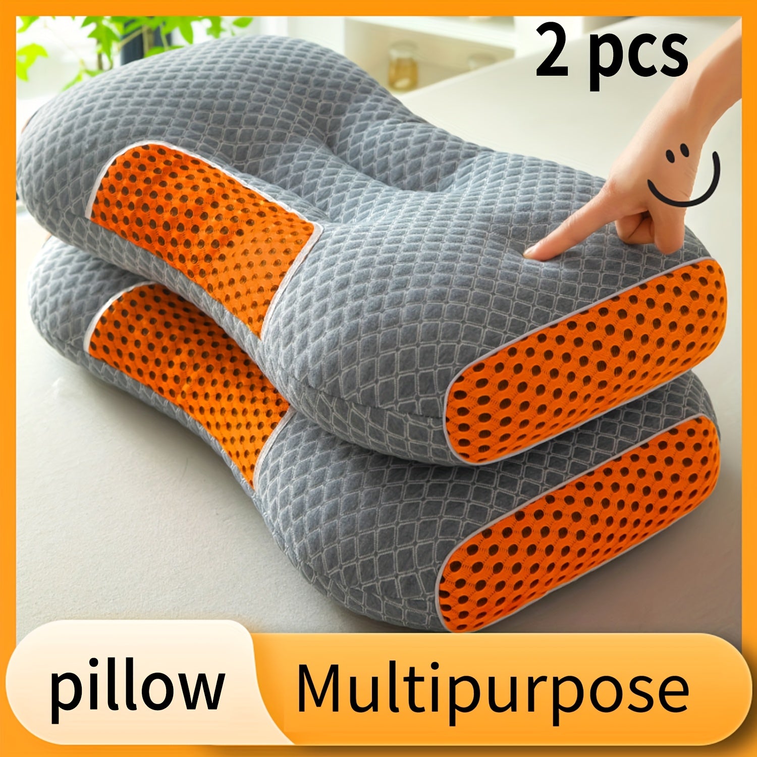 2pcs Soft Neck Pillows, Cervical Support for Side and Back Sleepers – Home Bedding Decorative Throw Pillow, Side Pillows for Sleeping, Cylindrical Pillow, Massage Headrest for Bed, Hard Pillows for Sleeping, Firm Pillows fo
