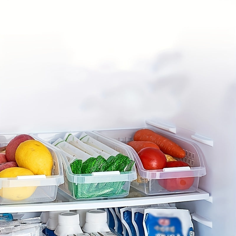 4pcs/Set Transparent Refrigerator Storage Box, Plastic Sorting Box, Household Kitchen Desktop Multifunctional Sorting Finishing Basket, Refrigerated Storage Basket, Kitchen Storage & Organization Accessories 30cmx13.5cmx8.5cm