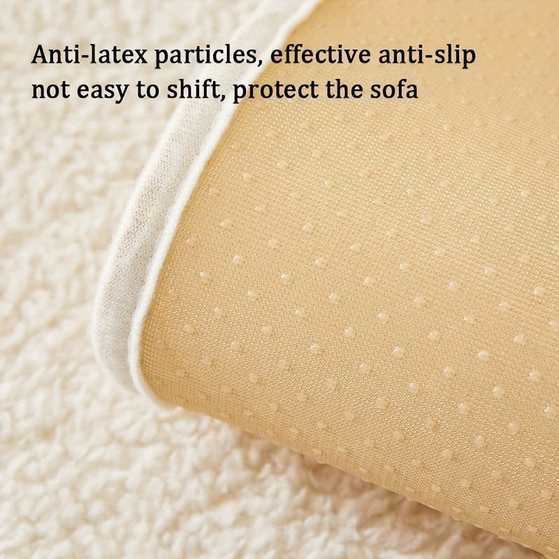 1pc Plush Thick Shearling Sofa Cover with Cute Animal & Bone Embroidery - Pet-Friendly, Non-Slip Couch Protector for All Sofa Sizes from Single to Four-Seater - Soft, Warm Decor for Living Room, Bedroom, Office, Sofa Covers f