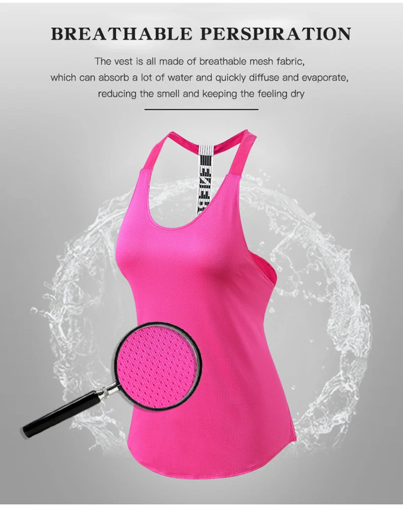 Top da palestra da donna Top da yoga senza maniche nero Camicia da fitness da donna Gilet da palestra Allenamento da corsa Top sportivi Camicia senza schienale con lettera